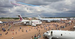 Static aircraft and the showground with crowds at RIAT25.